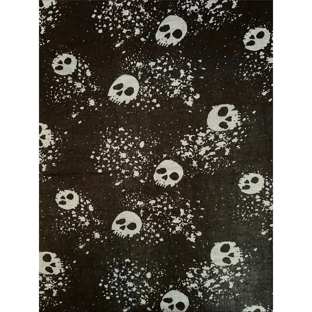 Black Scarf with White Skulls, Lightweight and Oversized